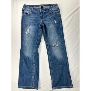 Lane Bryant Faded distressed Thick stitch Bootcut Jeans Vintage Y2K Size 16 BG